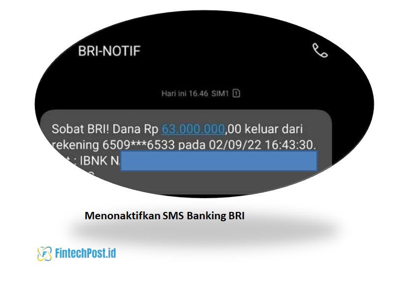 Menonaktifkan SMS Banking BRI